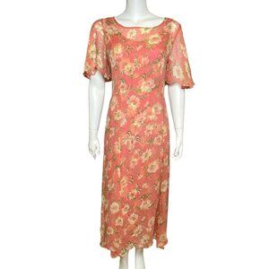 Gail Garner All That Glitters Floral Midi Dress Womens S Sheer Overlay Vintage